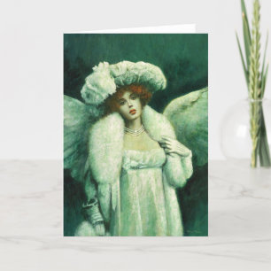 Agradecimento Vintage Angel Em Cartão De Saudação Branco
