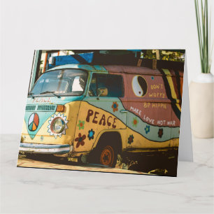 AGRADECIMENTO VINTAGE HIPPIE VAN FUNNY GANHANDO CARTÃO DE ANIVER