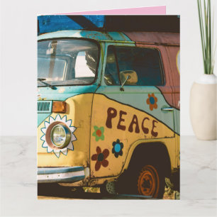 AGRADECIMENTO VINTAGE HIPPIE VAN FUNNY GANHANDO CARTÃO DE ANIVER