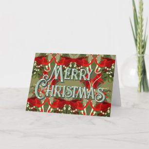 Agradecimento Vintage Mistletoe HollyChristmas - Cartão de Sauda