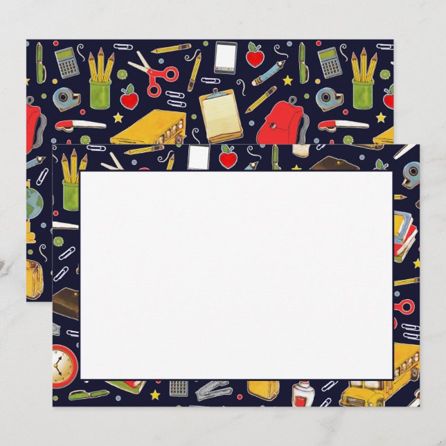 Agradecimento Voltar ao Cartão de Saudação Escolar (Frente/Verso)