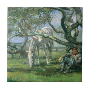 Agricultor e Cavalo em Nantucket (Paisagem Rural)
