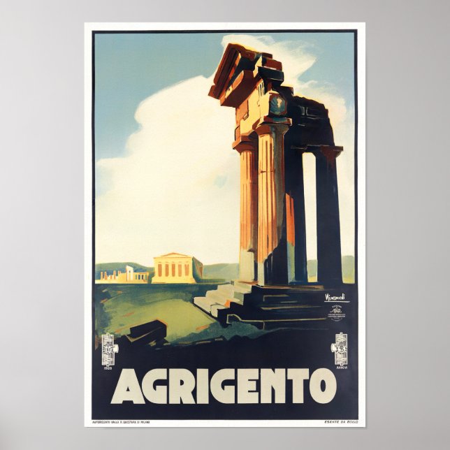 Agrigento Italy vintage travel Poster (Frente)
