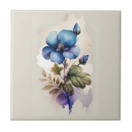 Água Azul Floral em Aquarela Cozinha Banheiro