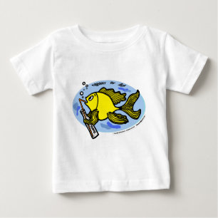 Água de bebendo de peixe - camiseta de bebê engr