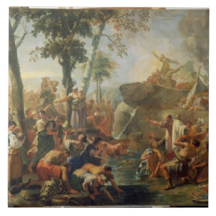 Água do desenho de Moses da rocha (óleo em canva