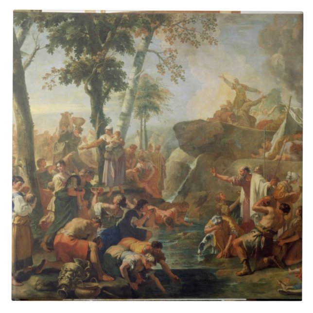 Água do desenho de Moses da rocha (óleo em canvas) (Frente)