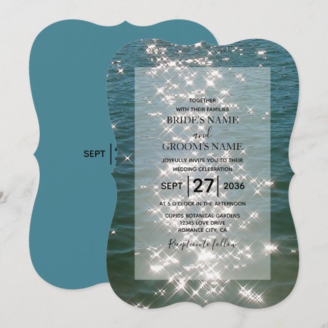 Água Do Mar De Praia Espalha Convites De Casamento (Frente/Verso)