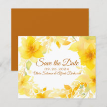 Água-forte floral amarela boho moderna salvar data
