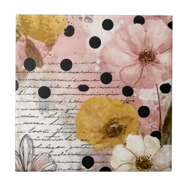 Água-forte Floral em Script com Pontos (2) (Frente)