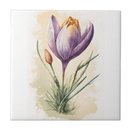 Água-forte Floral Roxa Crocus Cozinha Banheiro