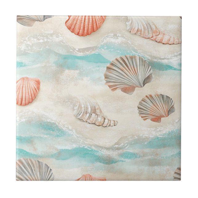 Água-marinha Suave e Conchas de Coral com Detalhe  (Frente)