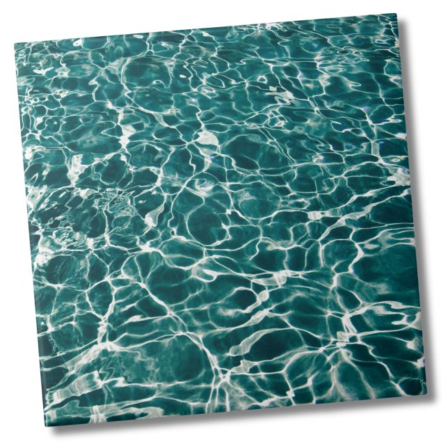 Água Piscina Azul (Peaceful Summer Aqua Blue Swimming Pool Water Ceramic Tile)