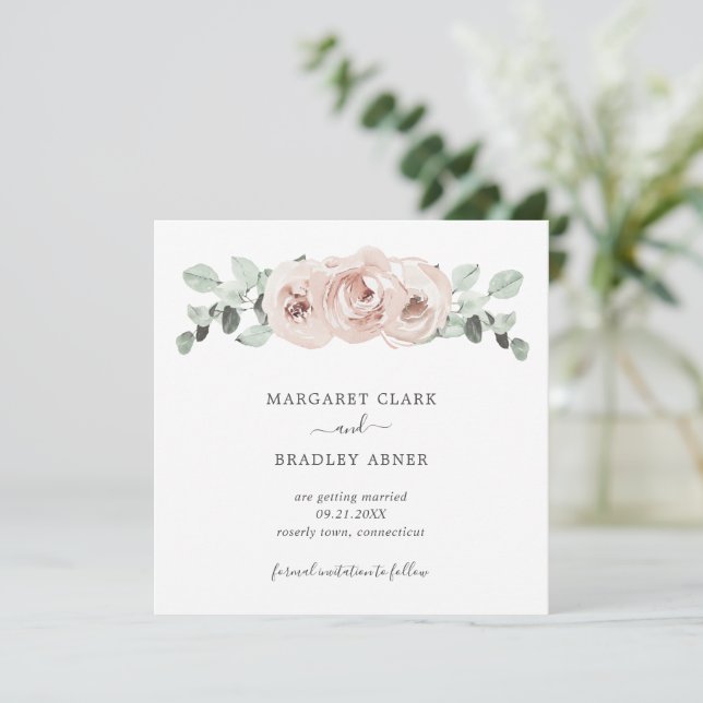 Água Rosada Desbotada Floral Elegante Casamento Aq (Em pé/Frente)