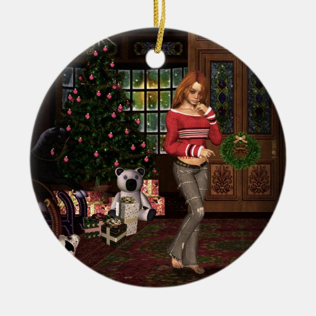 Aguardando Enfeites de natal de Papais noeis (Frente)