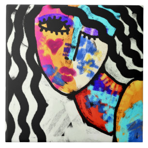 Aguardando retrato digital Abstrato de uma mulher