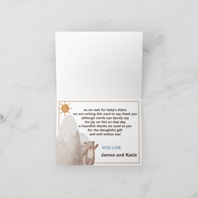 Aguarde o Cartões de agradecimentos dobrado do Chá (Interior)