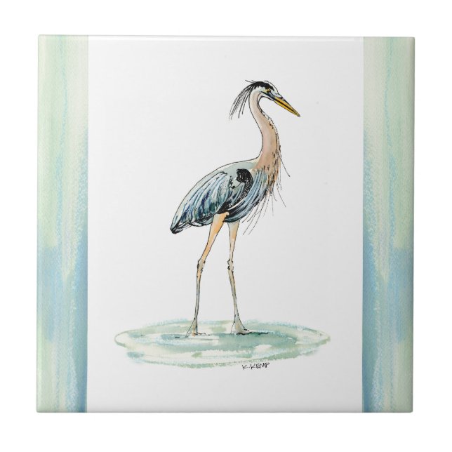 Aguarela azul da garça-real (Frente)