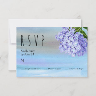 Aguarela azul RSVP wedding floral dos hydrangeas