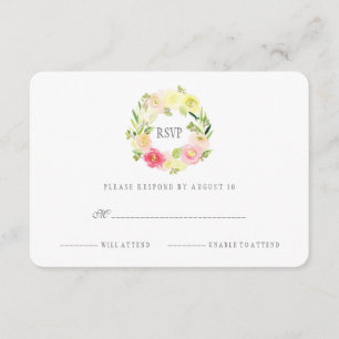 Aguarela cor-de-rosa & amarela   floral RSVP