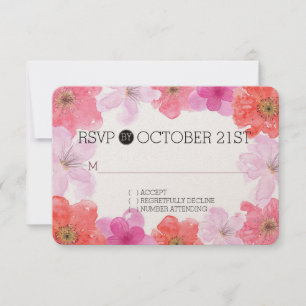 Aguarela cor-de-rosa bonito RSVP floral