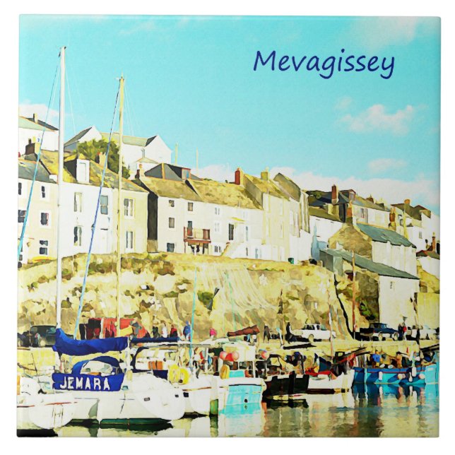 Aguarela de Mevagissey Cornualha Inglaterra (Frente)