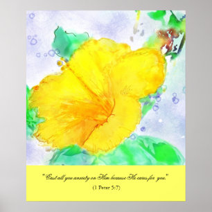 Aguarela do hibiscus & poster do verso da bíblia