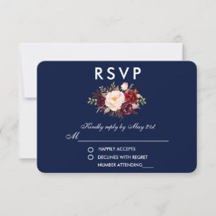 Aguarela floral Borgonha RSVP Wedding azul