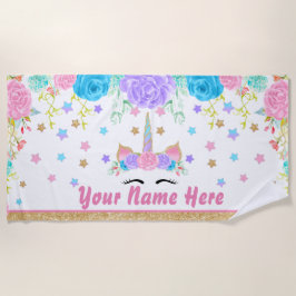 Aguarela floral personalizada de toalha de praia