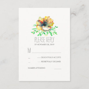 Aguarela floral que Wedding cartões de RSVP