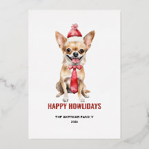 Aguarela Long Haired Chihuahua Feliz Natal Cachorr