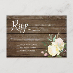 Aguarela RSVP Wedding floral bege cor-de-rosa
