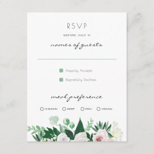 Aguarela RSVP Wedding verde branco floral