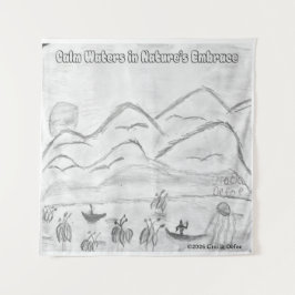 'Águas Tranquilas no Abraço da Natureza' Tapeçaria