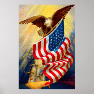 Águia americana 4o do poster 2 de julho