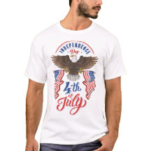 Águia Americana com Bandeiras Camiseta 4 de Julho