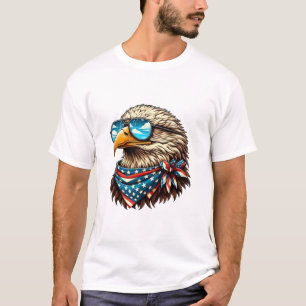 Águia americana com óculos azuis, camiseta luxuosa