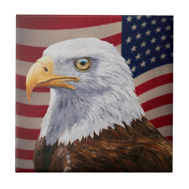 Águia Bald Americana e Bandeira (Frente)