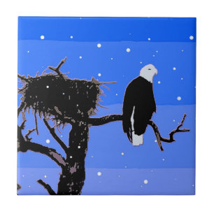 Águia Balda no inverno - Arte original sobre a vi