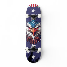 Águia Careca Patriótica Bandeira Americana Skate C