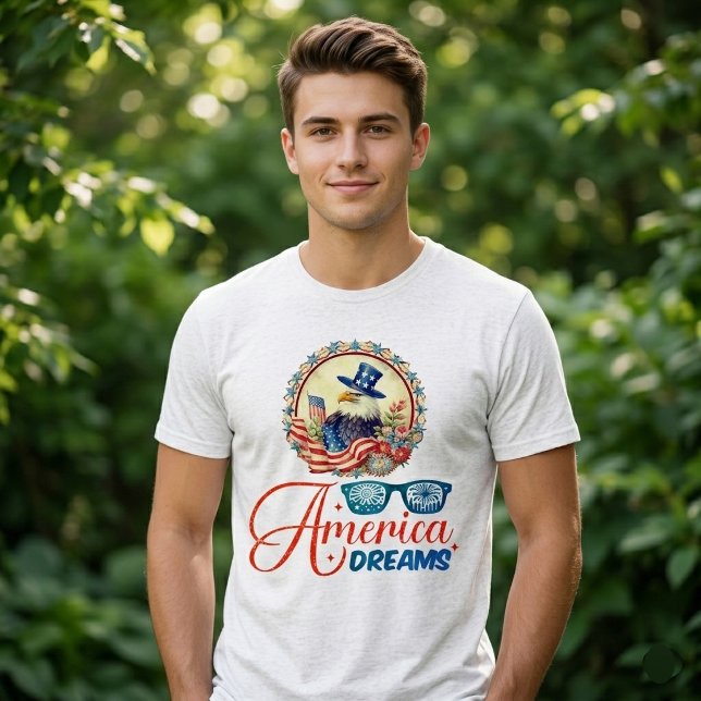 Águia Careca Sonhos América Independência Patrióti (Bald Eagle America Dreams Independence Patriotic Tri-Blend Shirt)