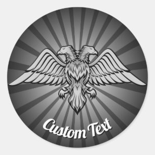 Águia cinza com dois adesivos