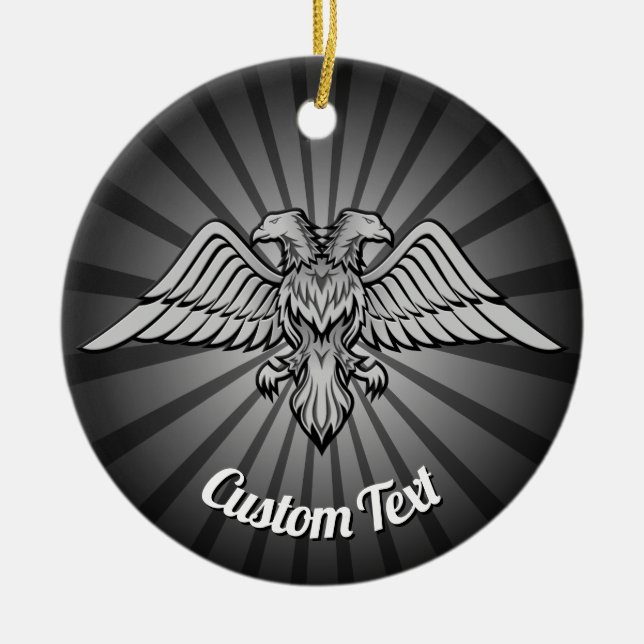 Águia cinza com duas Cabeças de ornamento cerâmico (Frente)