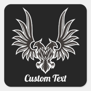 Águia com dois adesivos de cabeça quadrada