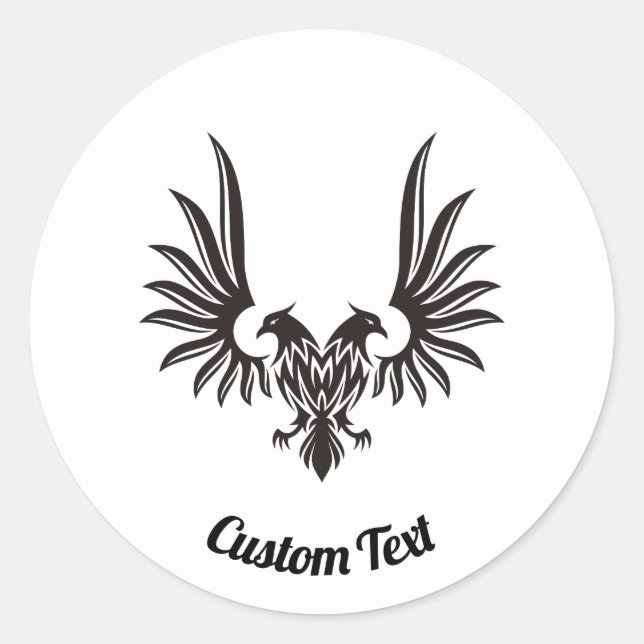 Águia com dois adesivos Redondos de Cabeças (Frente)