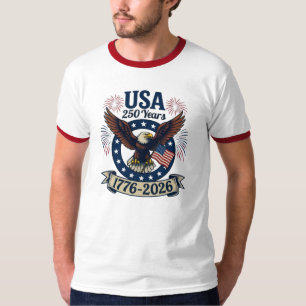 Águia Patriótica Americana 250 Anos Camiseta Mascu