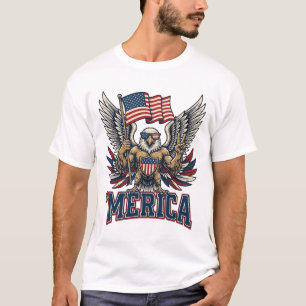 Águia Patriótica Merica Camisa Vintage Vetor Desig