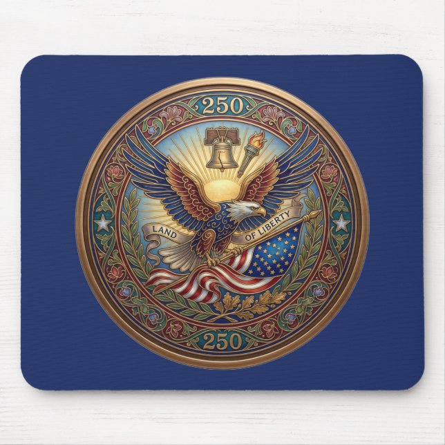 "Águia Terra da Liberdade 250" Mouse Pad (Frente)