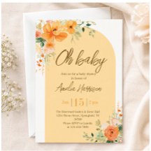 Ah, Bebê! Convite de Chuveiro de Bebê Floral Elega