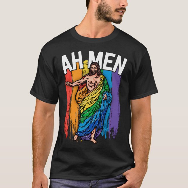 Ah Men Gay Jesus Camisa Engraçada Lgbtq Camisas Pr (Frente)